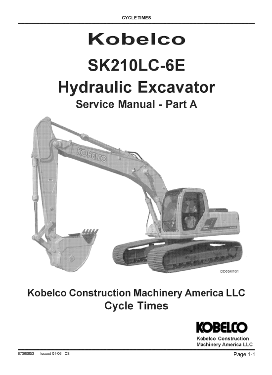 Kobelco Sk210lc-6e Excavator Service Manual