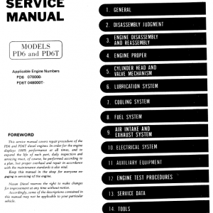 Nissan Pd6, Pd6t Engine Workshop Service Manual