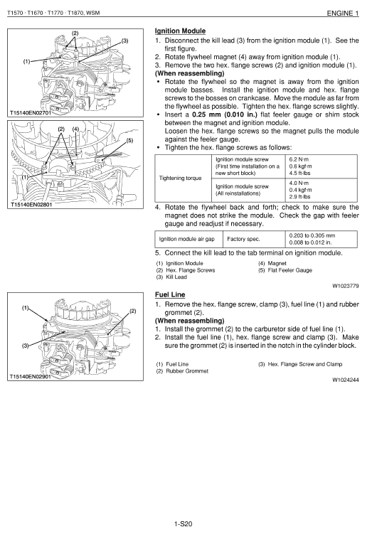 Kubota T1570 Tractor Mower Workshop Service Manual