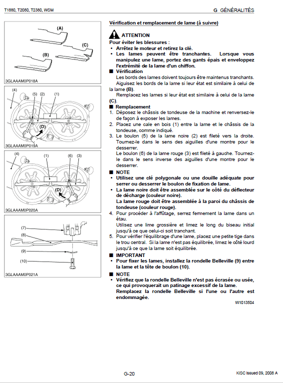 Kubota T1880, T2080, T2380 Tractor Mower Workshop Manual