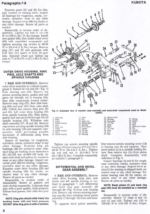 Kubota L175, L210, L225, L260 Tractor Workshop Manual