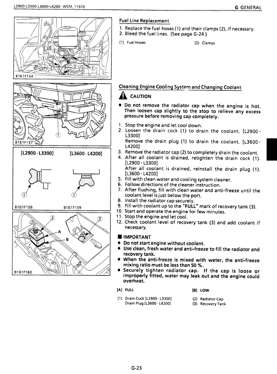 Kubota L2900, L3300, L3600, L4200 Tractor Workshop Manual