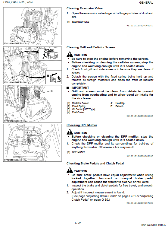 Kubota L3301, L3901, L4701 Tractor Workshop Service Manual