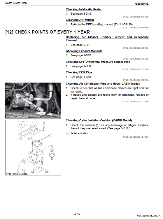 Kubota M8560, M9960 Tractor Workshop Service Manual