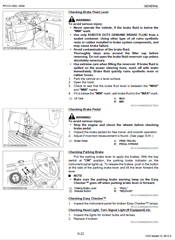 Kubota Rtv-x1100c Utility Vehicle Workshop Service Manual