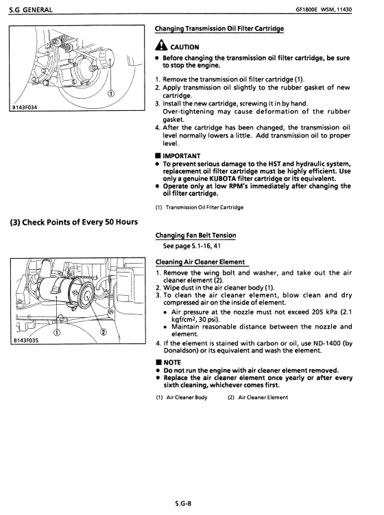 Kubota Gf1800, Gf1800e Lawn Mower Workshop Service Manual