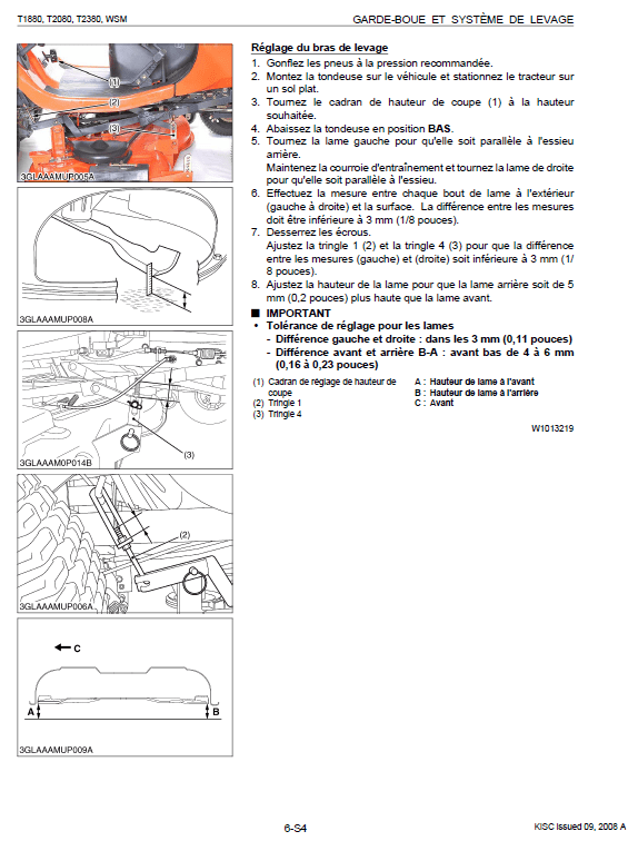 Kubota T1880, T2080, T2380 Tractor Mower Workshop Manual