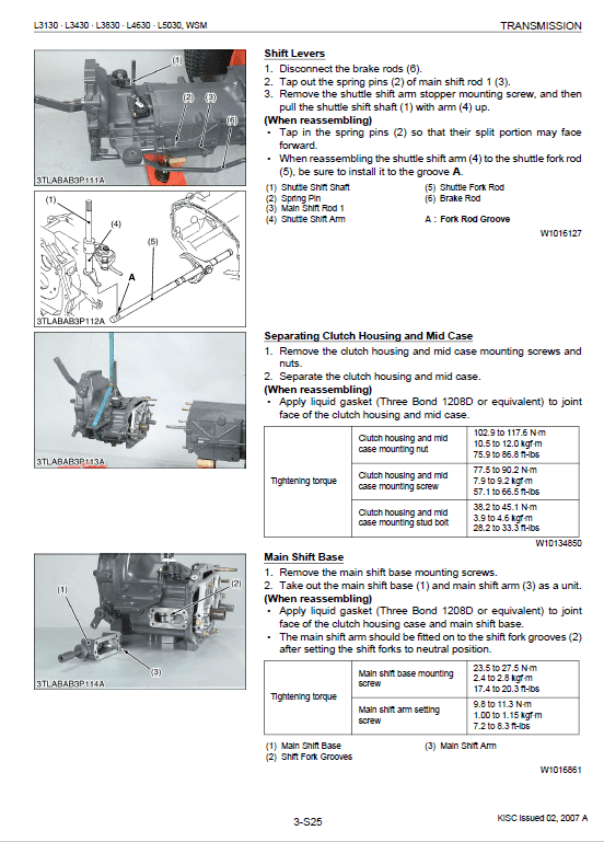 Kubota L3130, L3430, L3830, L4630, L5030 Tractor Workshop Manual