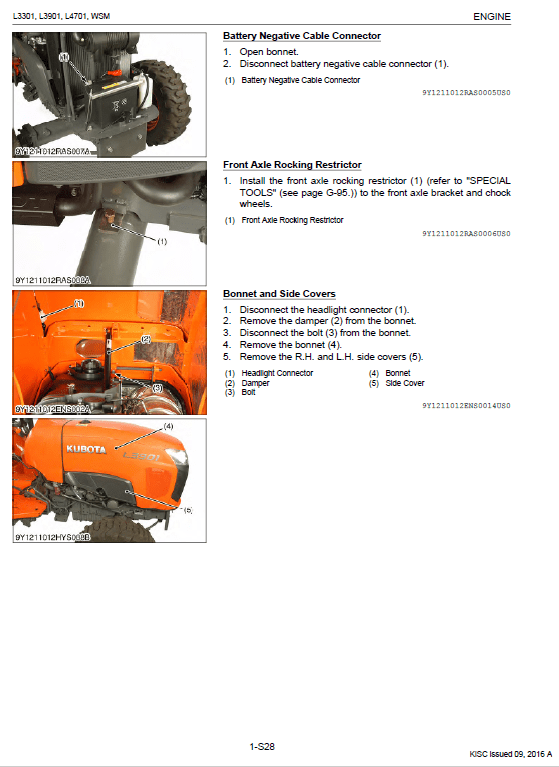 Kubota L3301, L3901, L4701 Tractor Workshop Service Manual