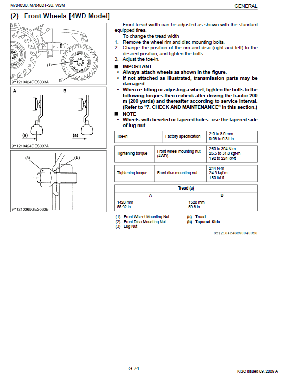 Kubota M7040su Tractor Workshop Service Manual