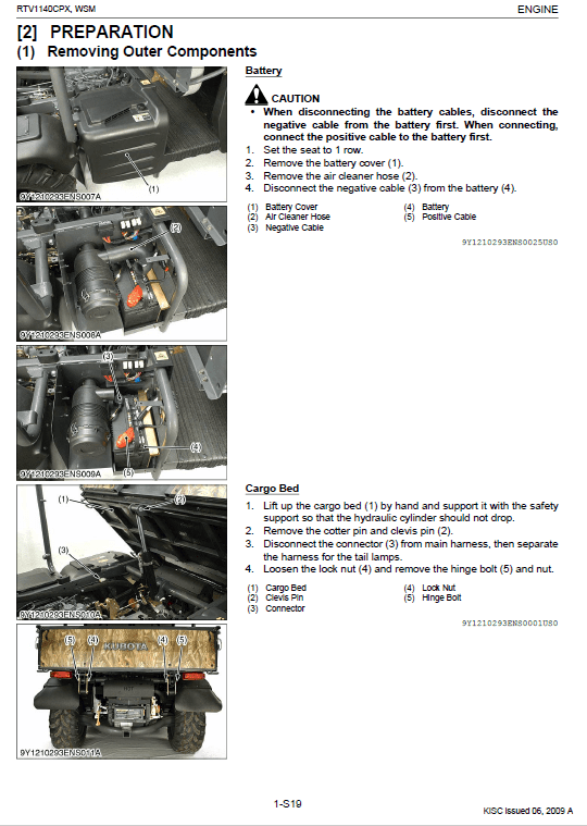 Kubota Rtv1140cpx Utility Vehicle Workshop Manual