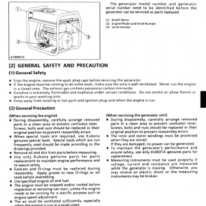 Kubota Av16, Av38, Av55, Av65 Generator Workshop Manual