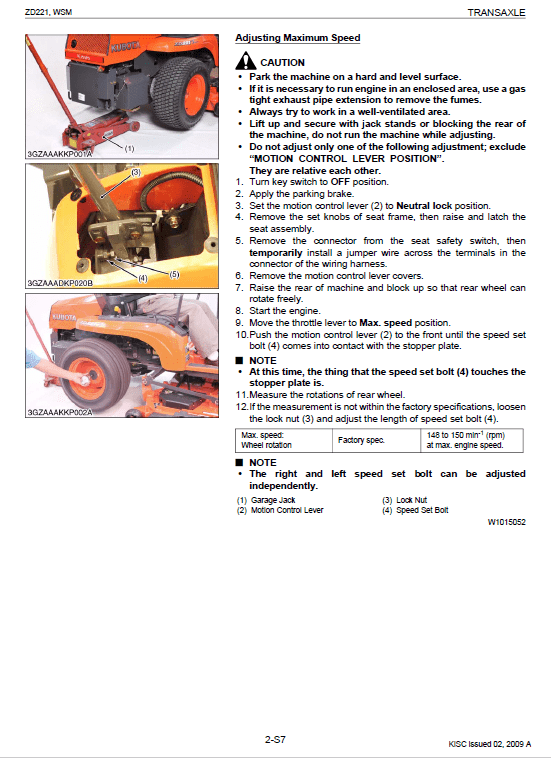 Kubota Zd221 Mower Workshop Service Manual