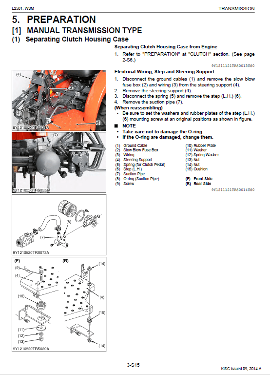 Kubota L2501 Tractor Workshop Service Manual