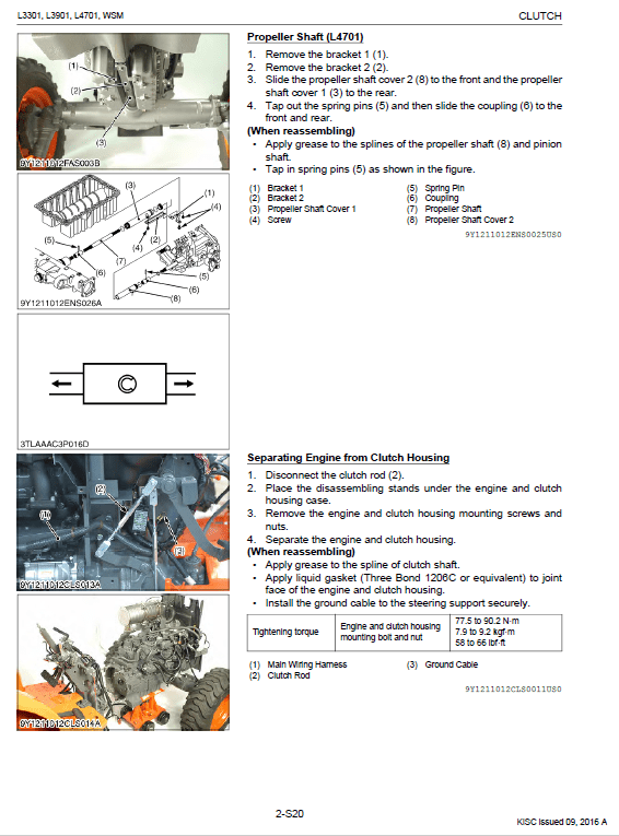 Kubota L3301, L3901, L4701 Tractor Workshop Service Manual