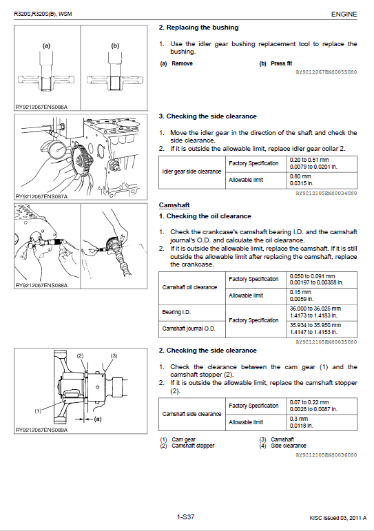 Kubota R320s, R320sb Wheel Loader Workshop Manual