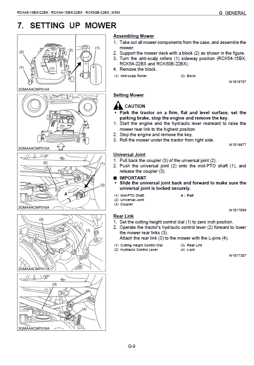 Kubota Rck48-15bx, Rc48-15bx, Rck54-15bx, Rck54-22bx Mower Manual