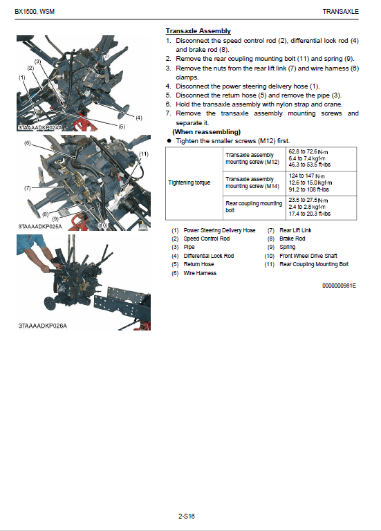 Kubota Bx1500 Tractor Workshop Service Manual