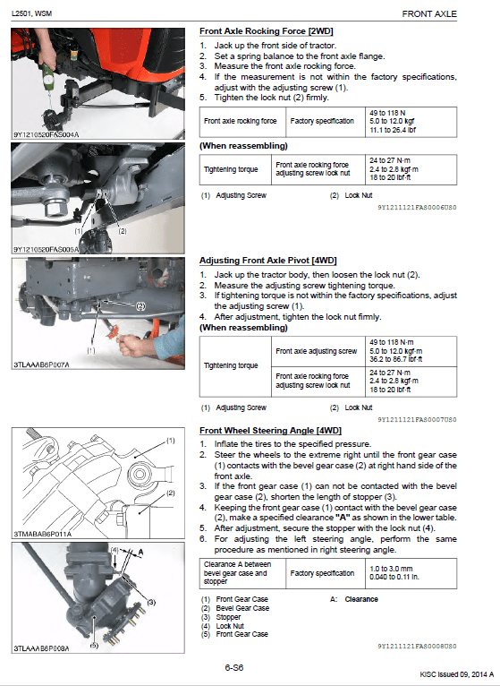 Kubota L2501 Tractor Workshop Service Manual