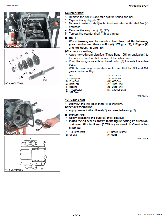 Kubota L3200 Tractor Workshop Service Manual