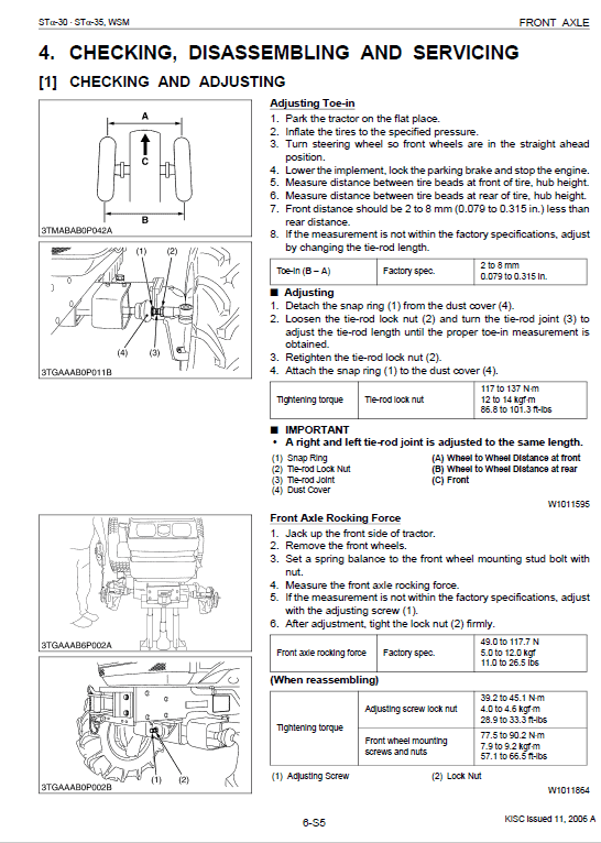 Kubota Sta-30, Sta-35 Tractor Workshop Service Manual