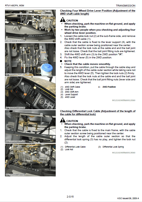 Kubota Rtv1140cpx Utility Vehicle Workshop Manual