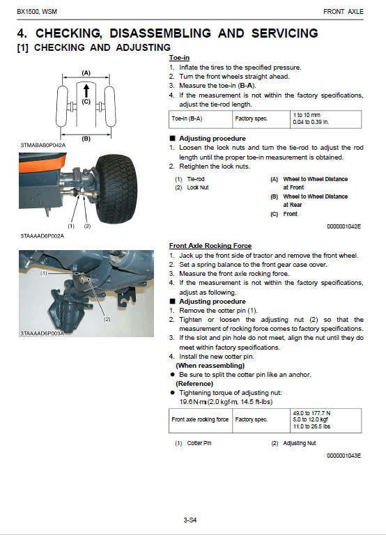 Kubota Bx1500 Tractor Workshop Service Manual