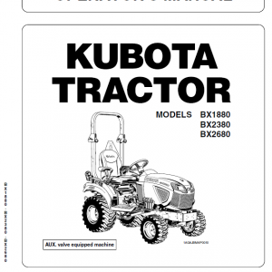 Kubota Bx1880, Bx2380, Bx2680 Tractor Loader Workshop Manual