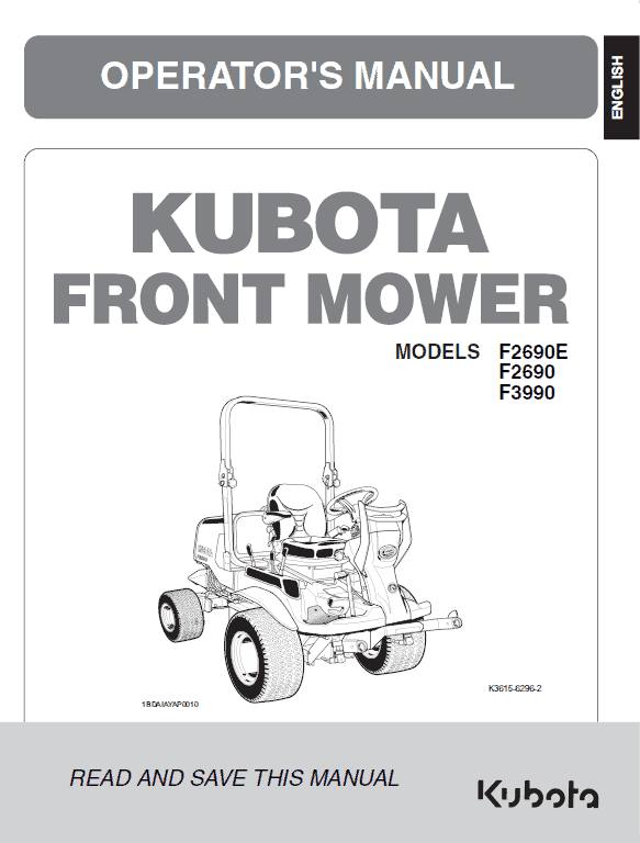 Kubota F2690, F2690e, F3990 Front Mower Workshop Manual