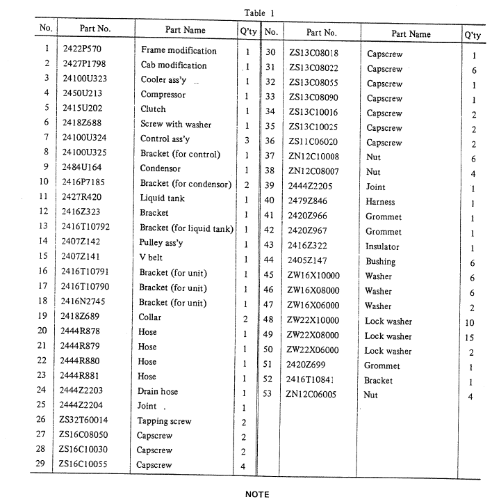 Kobelco K905 and K905LC parts number