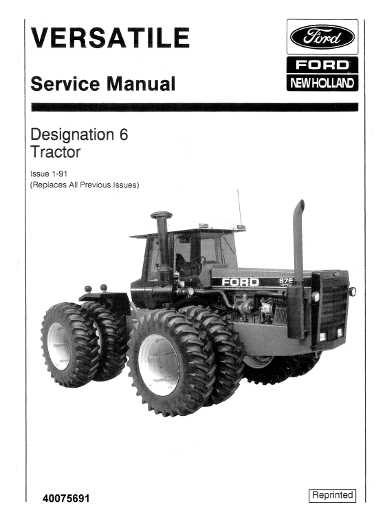 Ford Versatile 756, 836, 856, 876 Tractor Service Manual