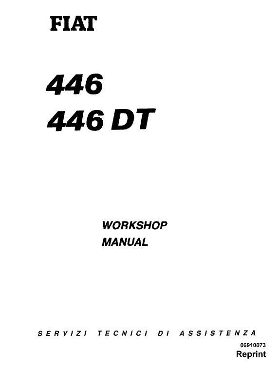 Fiat 446, 446dt Tractor Workshop Service Manual