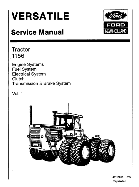 Ford Versatile 1156 Tractor Service Manual