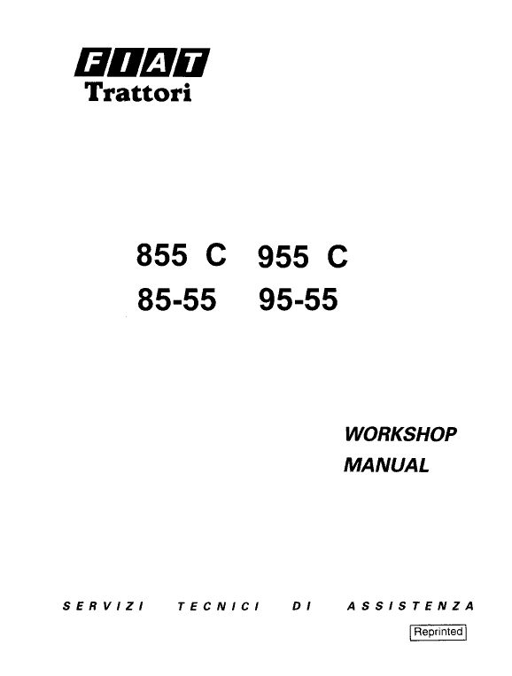 Fiat 85-55, 95-55, 855c, 955c Tractor Service Manual