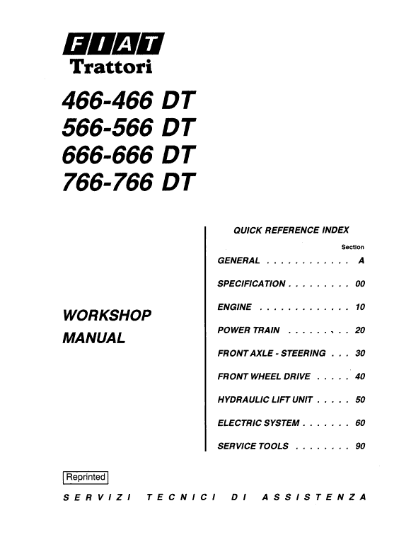 Fiat 466, 566, 666, 766 Tractor Workshop Service Manual