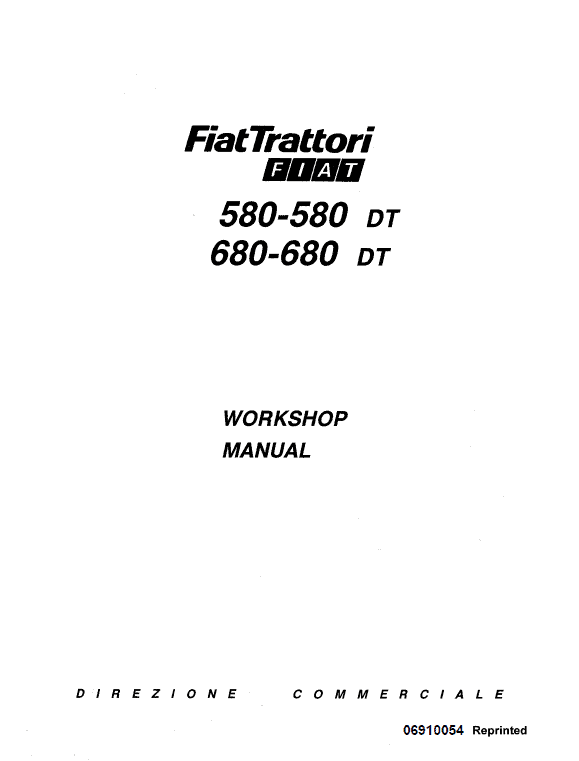 Fiat 580, 580dt, 680, 680dt Tractor Service Manual