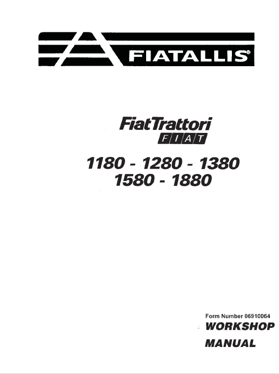 Fiat 1180, 1280, 1380, 1580, 1880 Tractor Service Manual