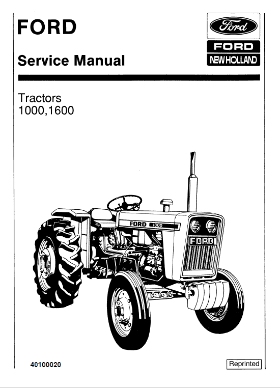 Ford 1000 And 1600 Tractors Service Manual