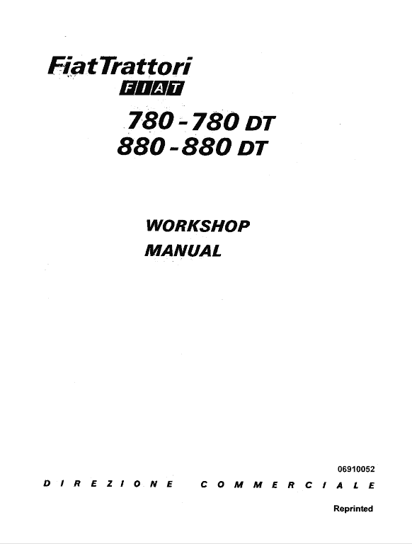 Fiat 780, 780dt, 880, 880dt Tractor Service Manual