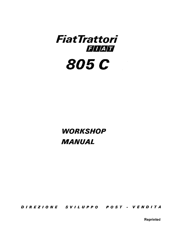 Fiat 805c Crawler Tractor Workshop Service Manual