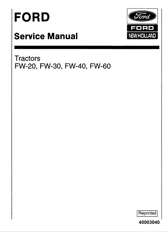 Ford Fw-20, Fw-30, Fw-40, Fw-60 Tractors Service Manual