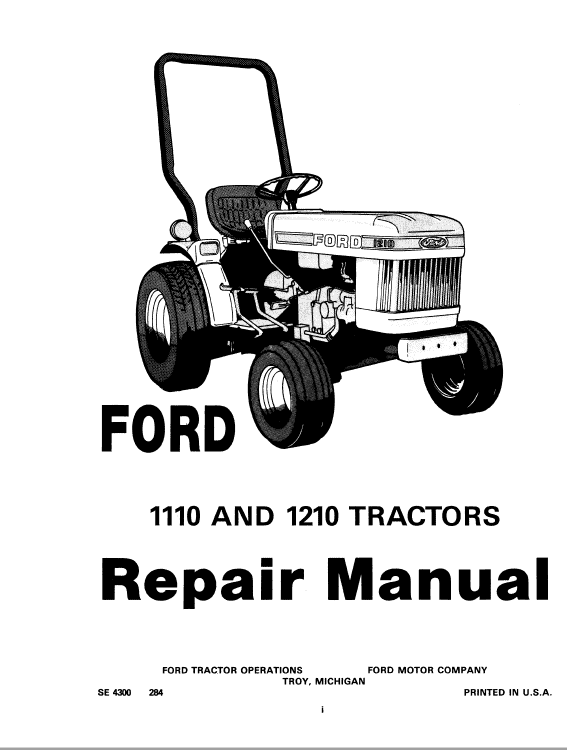 Ford 1110 And 1210 Tractor Service Manual