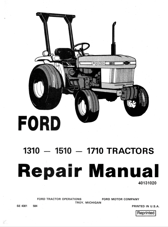 Ford 1310, 1510 And 1710 Tractors Service Manual