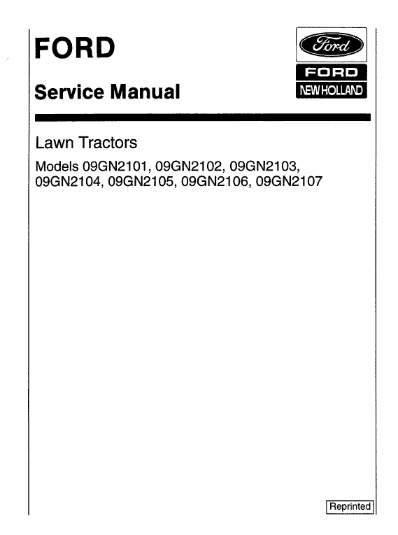 Ford Lt8, Lt11 Mower Tractor Service Manual