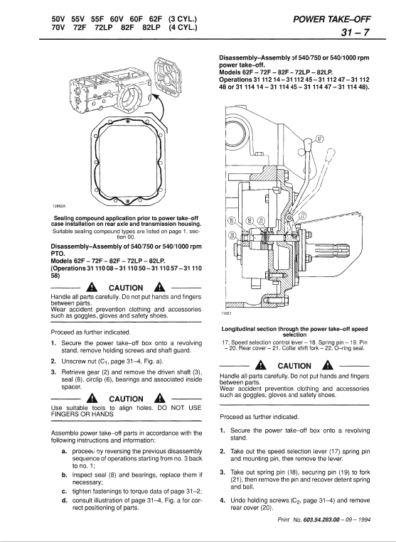 Fiat 70v, 72f, 72lp, 82f, 82lp Tractor Service Manual