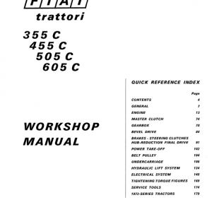 Fiat 355c, 455c, 505c, 605c Crawler Tractor Service Manual