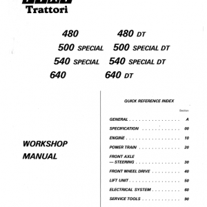 Fiat 480, 500s, 540s, 640 Tractor Workshop Service Manual