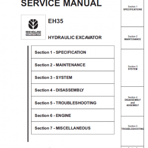 New Holland Eh35 Compact Excavator Service Manual