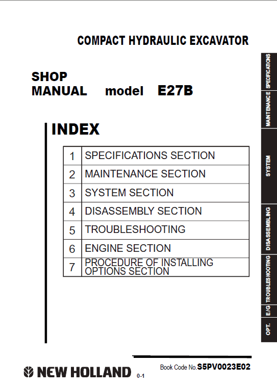 New Holland E27b Compact Excavator Service Manual