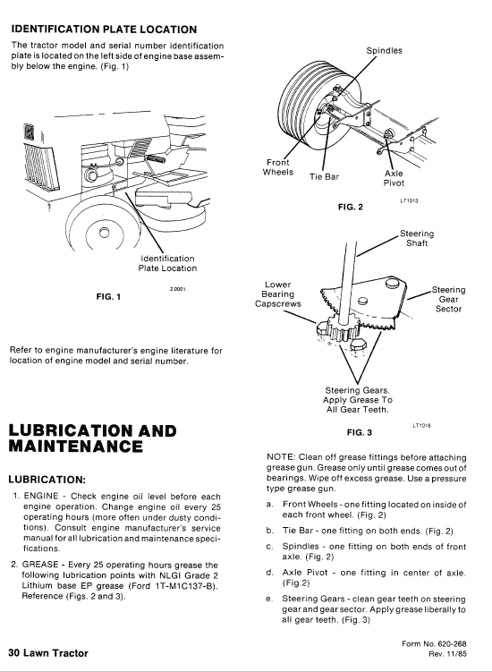 Ford Lt8, Lt11 Mower Tractor Service Manual